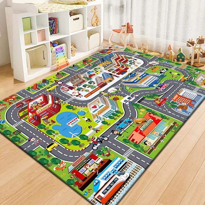 Kids Education Room - Colorful Kids City Map Play Mat