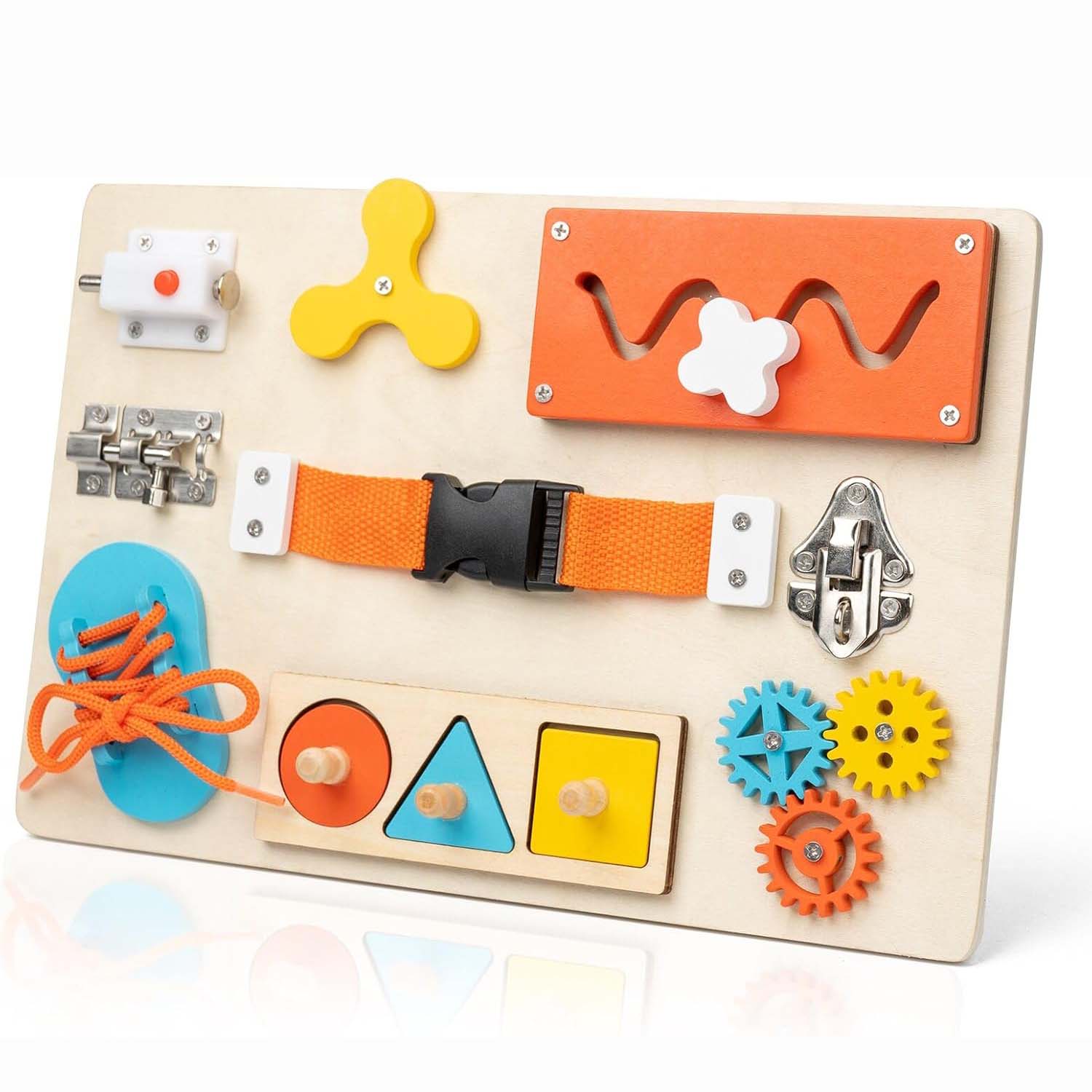 Kids Education Activities - Montessori Busy Board for Toddlers Wooden